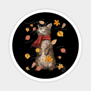 Cute Autumn Cat Fall Kitten Cat Lover Magnet